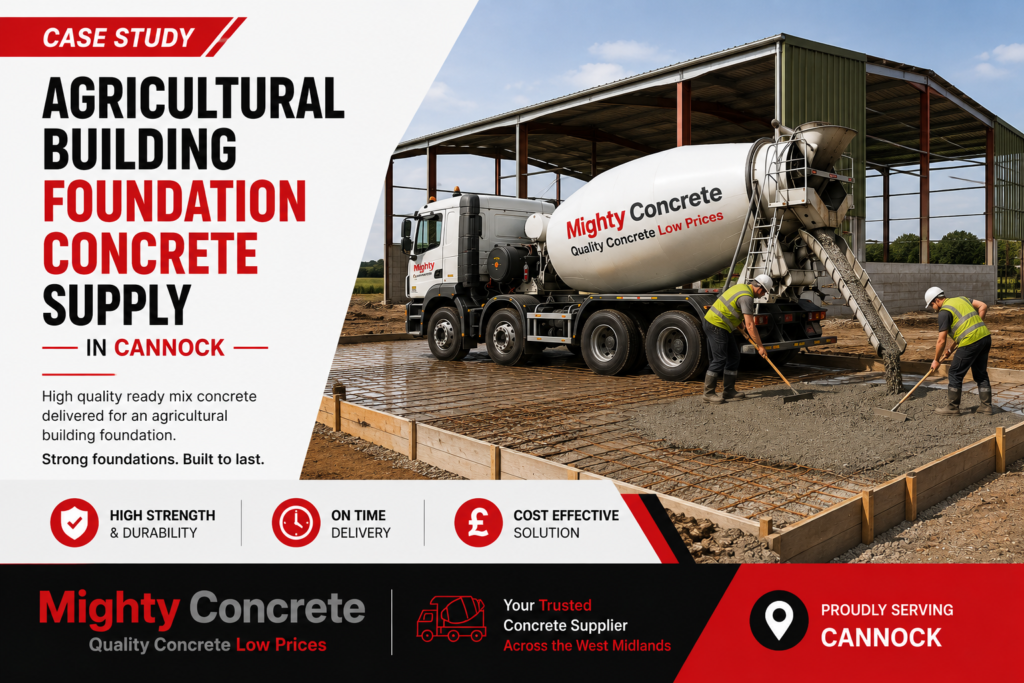 Agricultural Building Foundation Concrete Supply in Cannock | Case Study