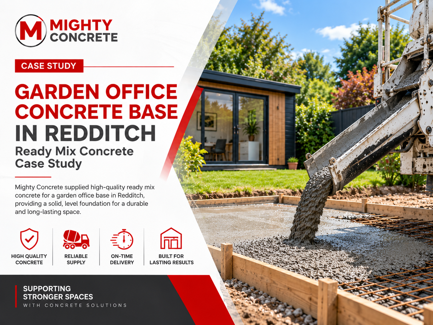 Garden Office Concrete Base in Redditch | Ready Mix Concrete Case Study